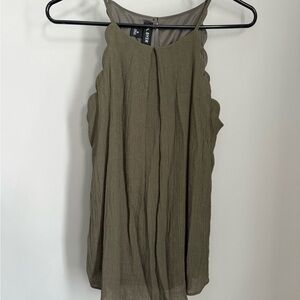A. Byer Green Pleated Sleeveless Dressy Tank top.